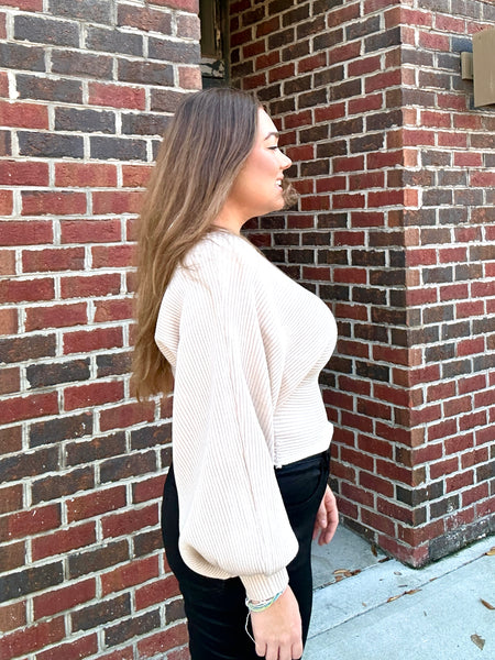 Cozy Bubble Sweater, Light Tan