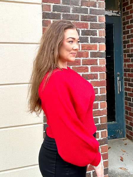 Cozy Bubble Sweater, Red