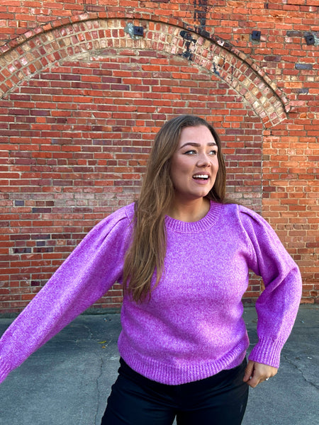 Bubble Sleeved Sweater, Lavender