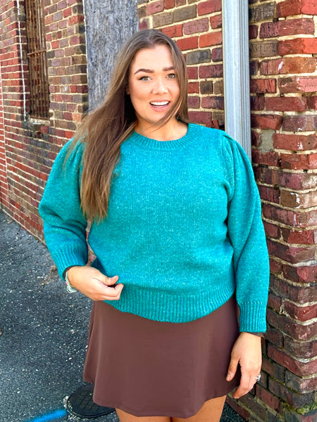 Bubble Sleeved Sweater, Teal