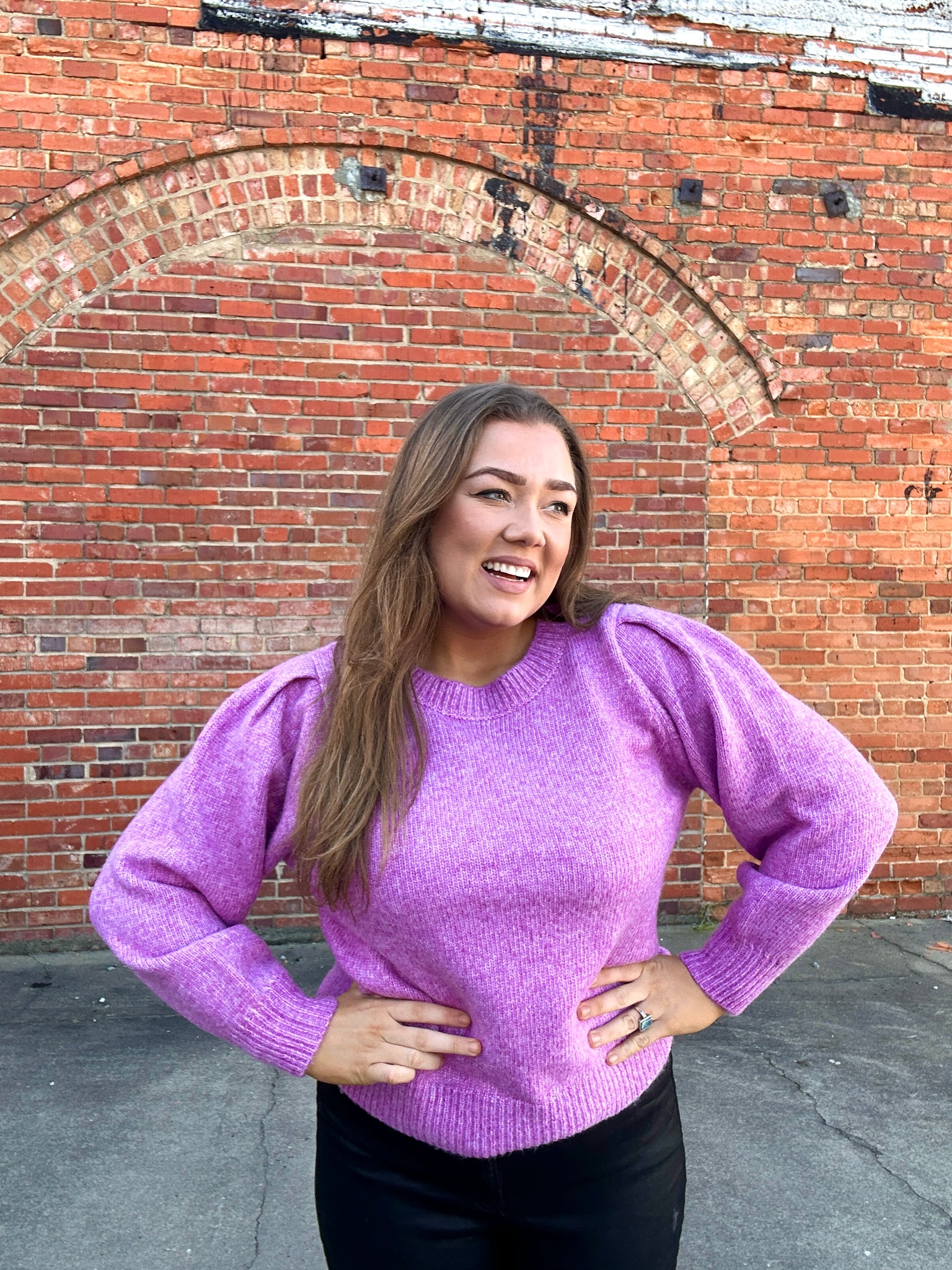 Bubble Sleeved Sweater, Lavender