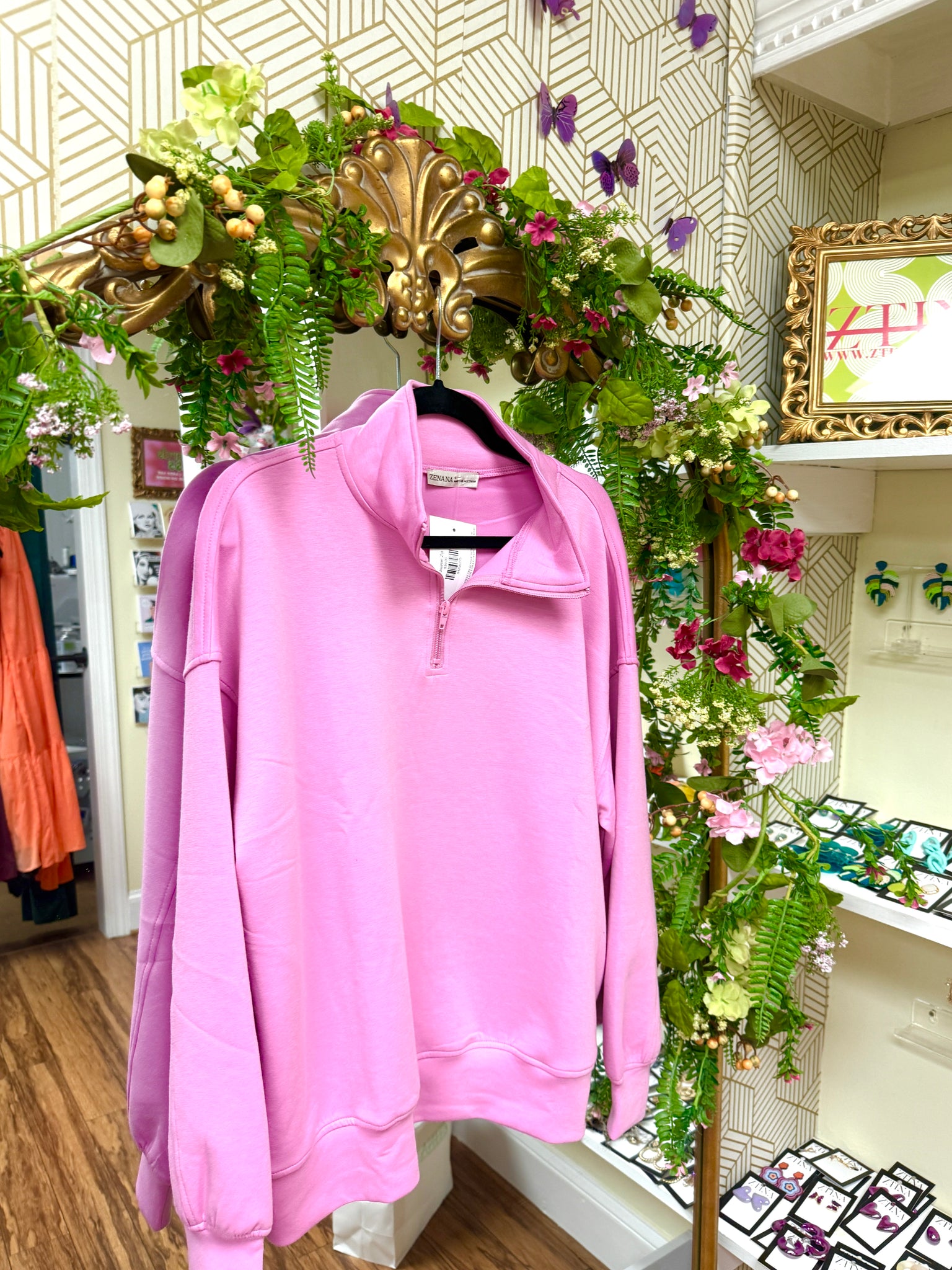 Cutie Quarter Zip, Light Pink