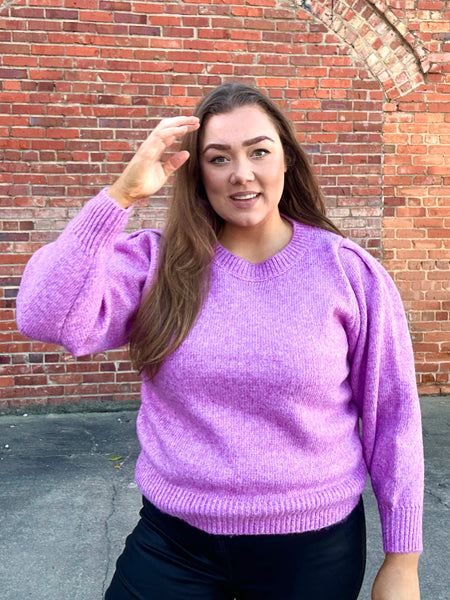 Bubble Sleeved Sweater, Lavender