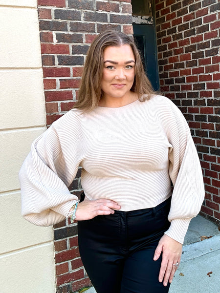 Cozy Bubble Sweater, Light Tan