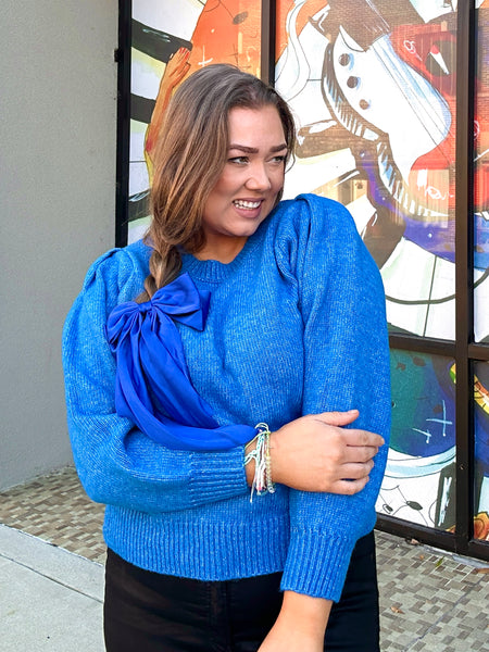 Bubble Sleeved Sweater, Blue