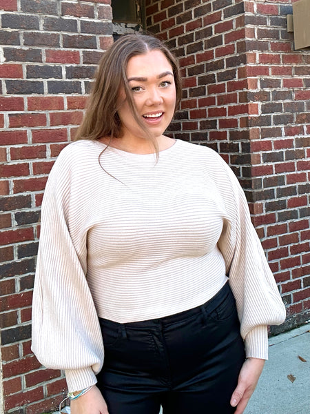 Cozy Bubble Sweater, Light Tan