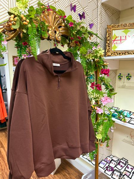 Cutie Quarter Zip, Brown