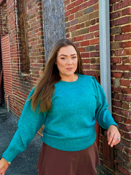 Bubble Sleeved Sweater, Teal