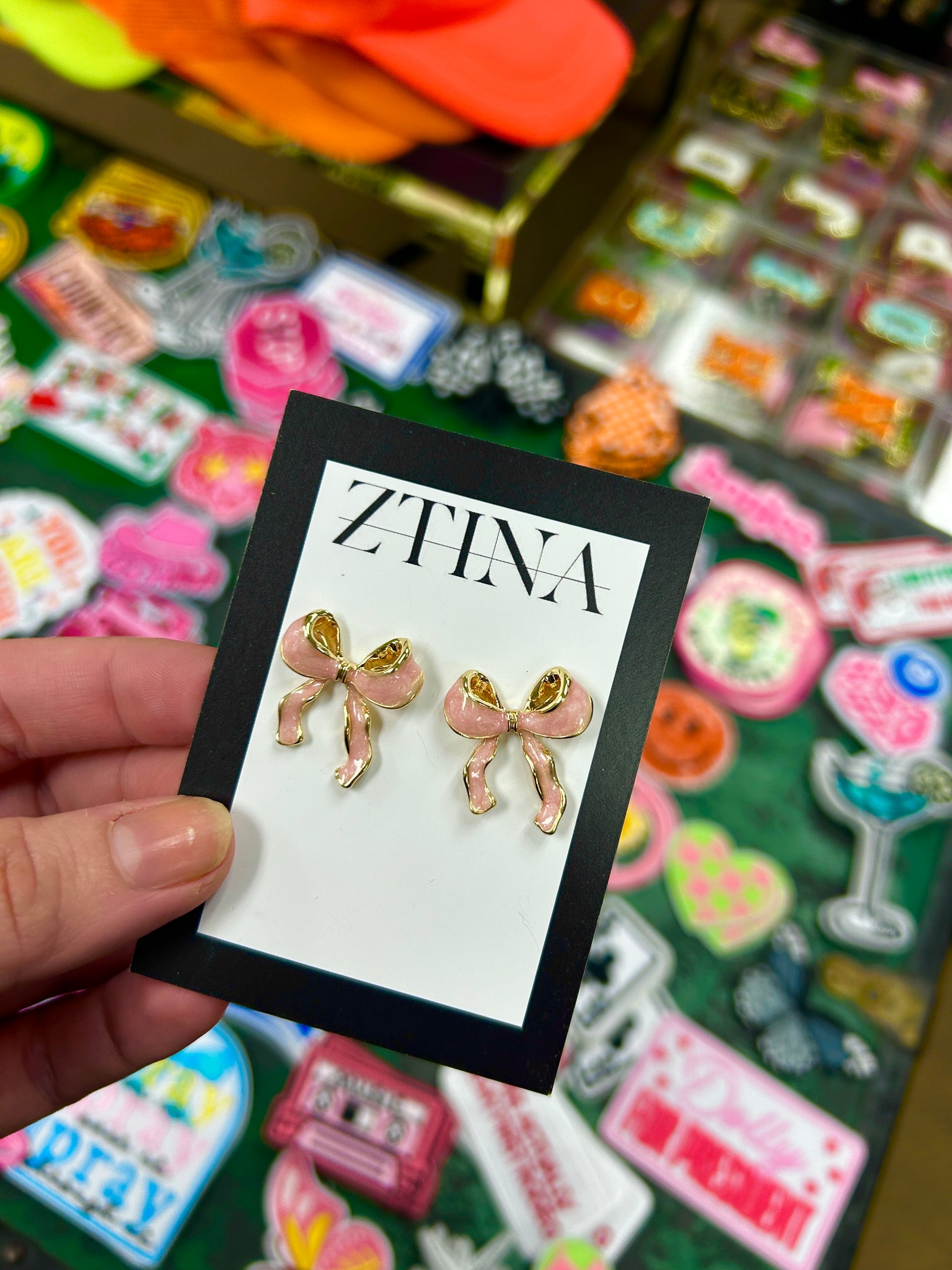 Sweet Pink Bow, Earrings