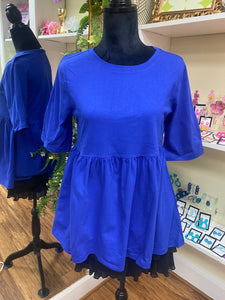 Hey You Babydoll Blouse, Bright Blue