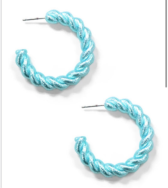 Twist & Tie Hoops Blue