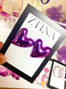 Lovely Hearts Earrings, Purple
