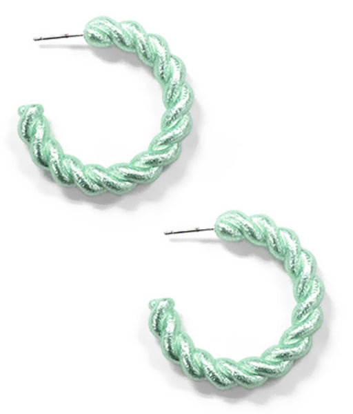 Twist & Tie Hoops Green